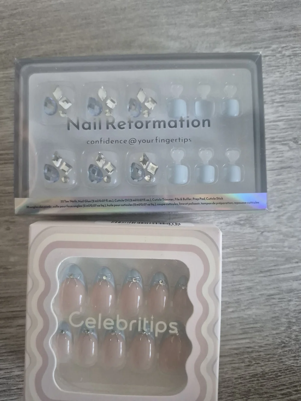 Nail Reformation Light Blue Crystal Press-On Toenails/ Celebrity TIPS Nails